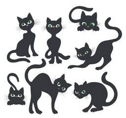 Fototapeta na wymiar Curiosity kitten silhouettes