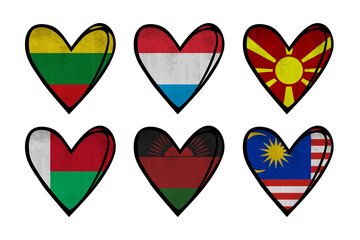 All world countries A-Z. Heart elements pack. Part 18