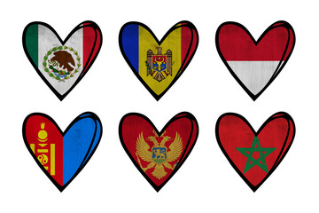 All world countries A-Z. Heart elements pack. Part 20