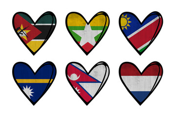All world countries A-Z. Heart elements pack. Part 21
