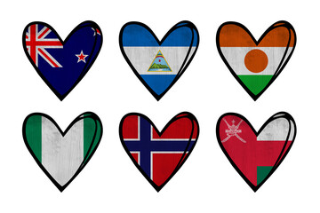 All world countries A-Z. Heart elements pack. Part 22