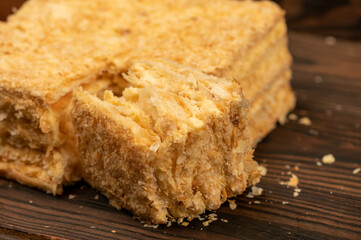 Layer cake with buttercream, close-up, selective focus.