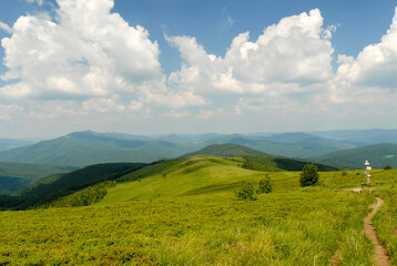 Obraz premium Green mountain hills, Bieszczady Mountains, Poland