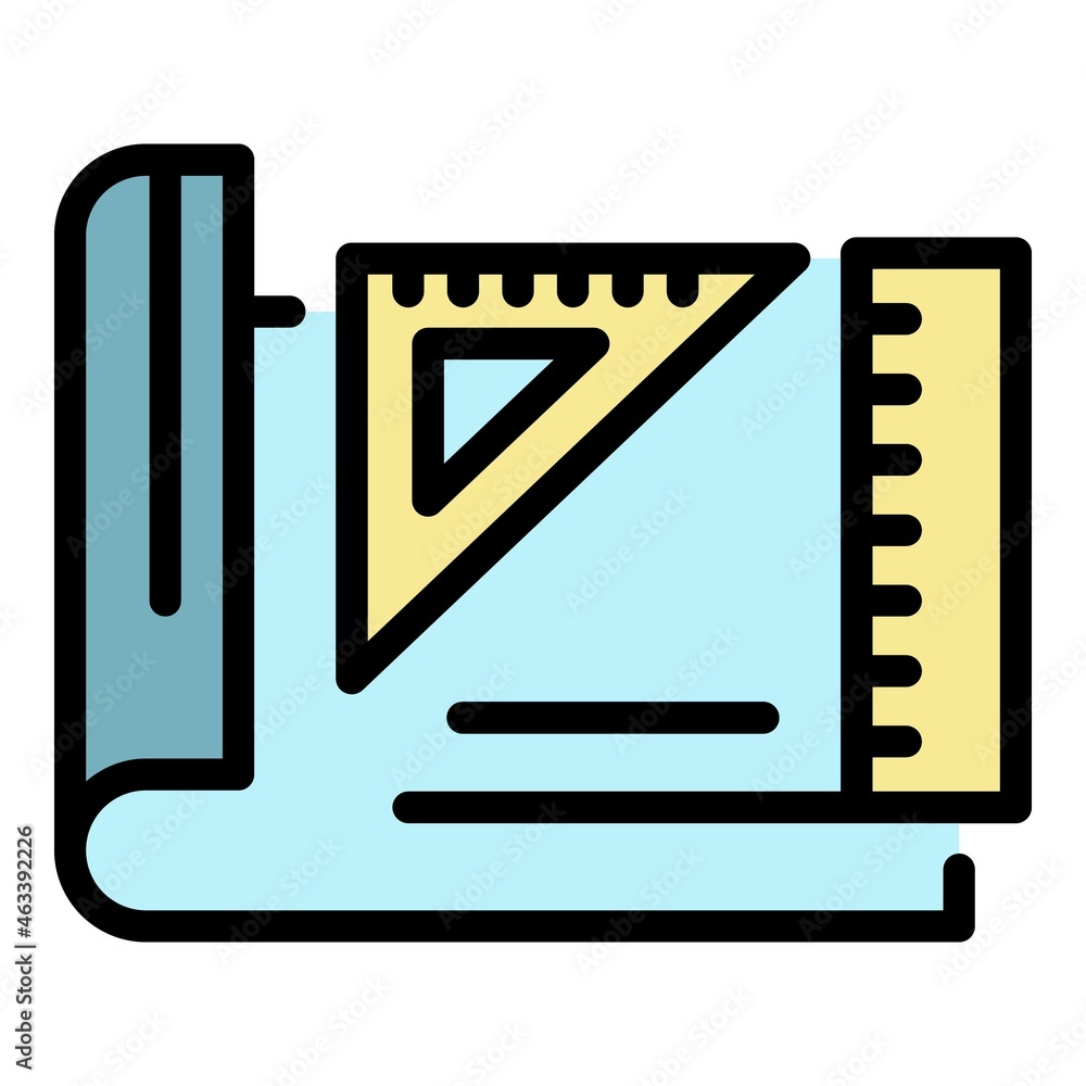 Poster editor ruler icon. outline editor ruler vector icon color flat isolated
