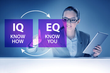 EQ and IQ skill concepts with businesswoman