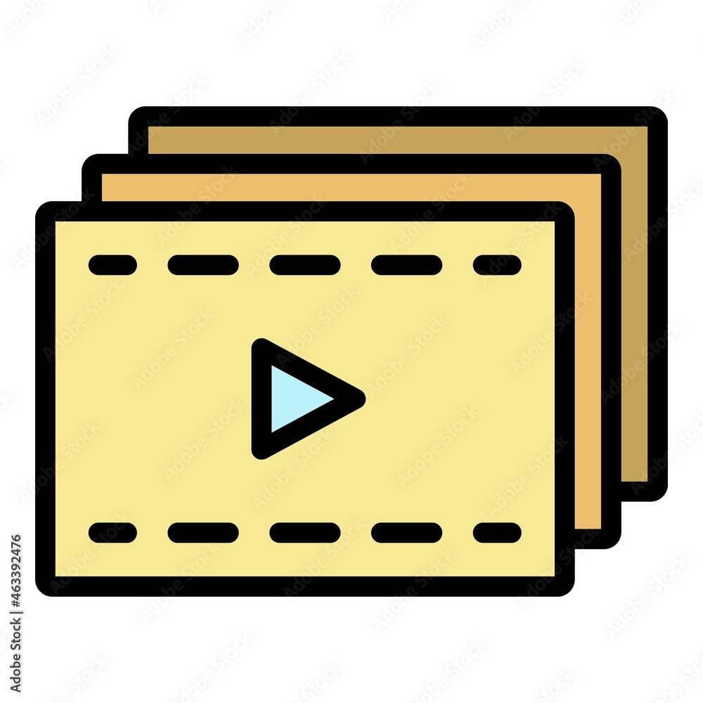 Aufkleber video editor icon. outline video editor vector icon color flat isolated
