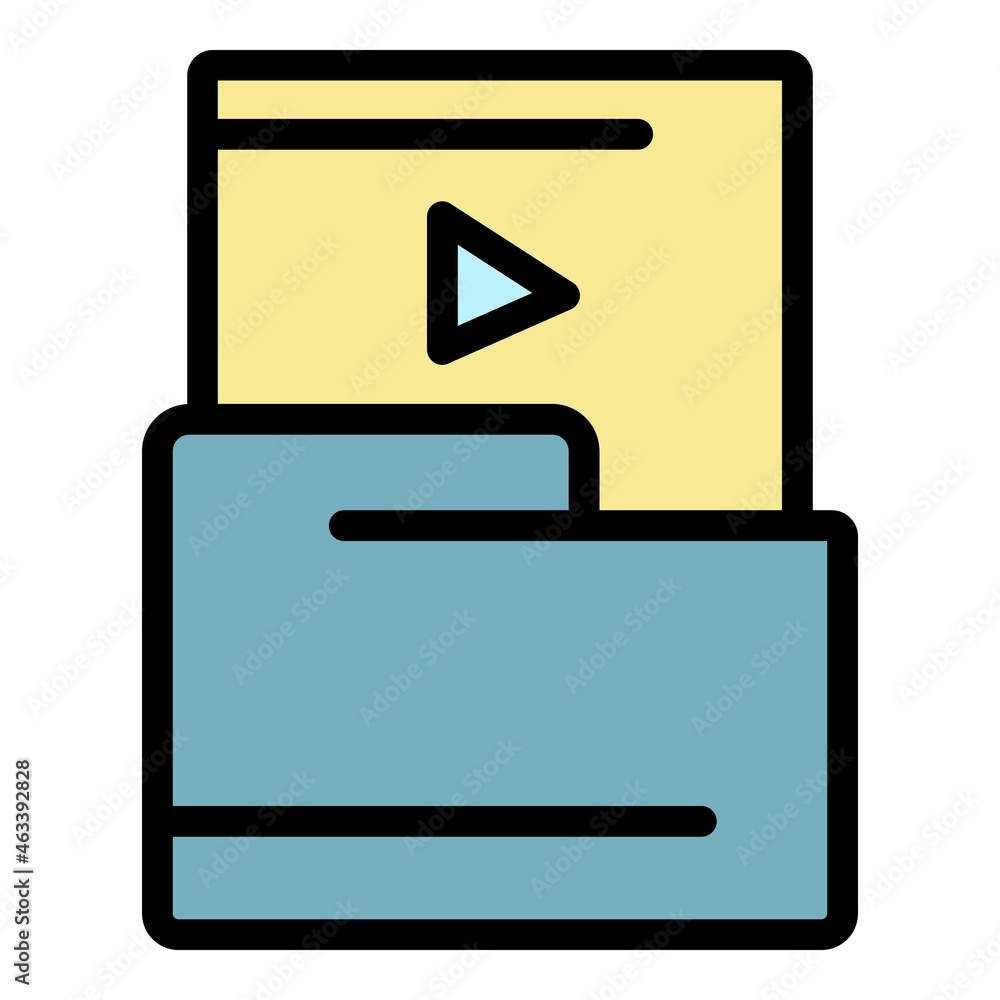 Wall mural Video file folder icon. Outline video file folder vector icon color flat isolated