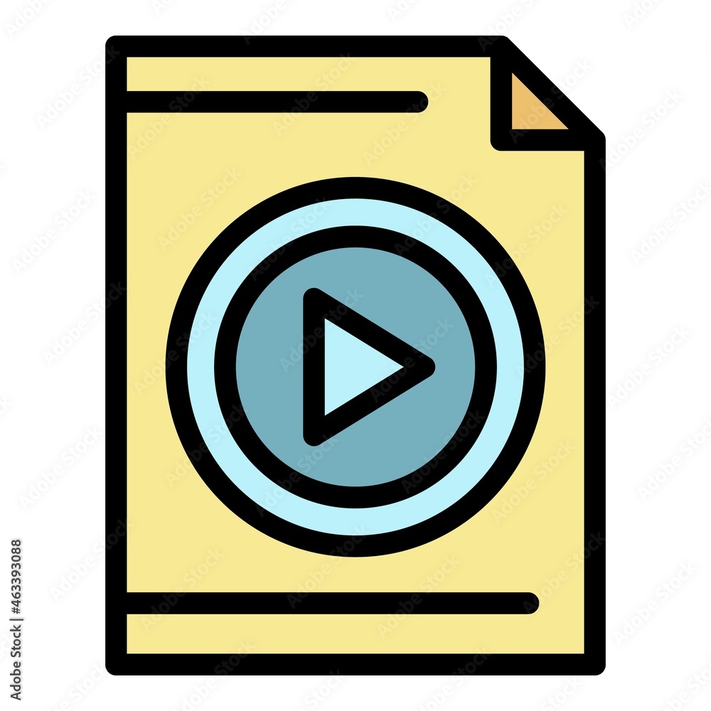 Poster video file icon. outline video file vector icon color flat isolated