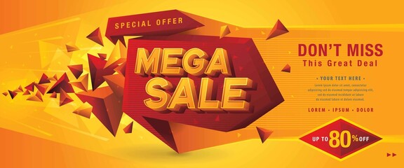 Mega Sale Banner Template design special offer discount, Shopping banner template