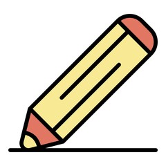 Pencil icon. Outline pencil vector icon color flat isolated