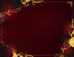 Beautiful vector background with golden frame. Holiday postcard template. 