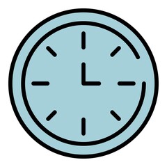 School clock icon. Outline school clock vector icon color flat isolated