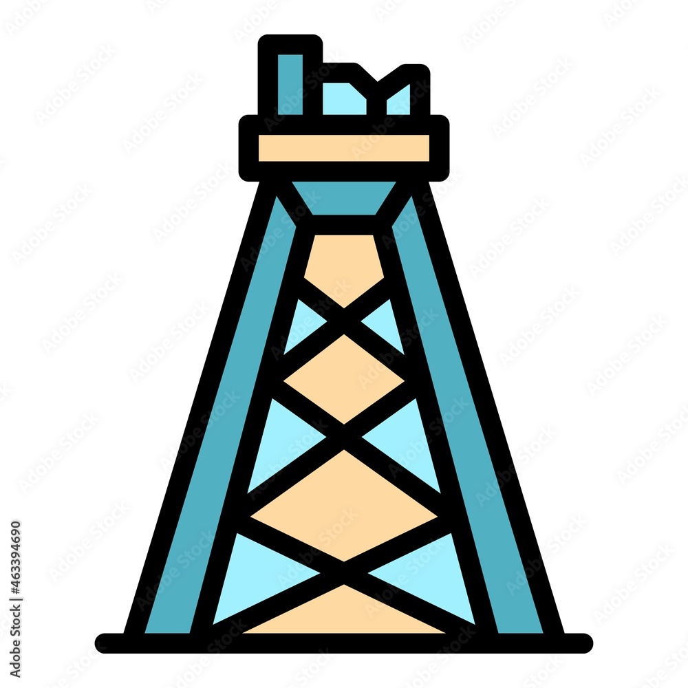 Poster derrick icon. outline derrick vector icon color flat isolated