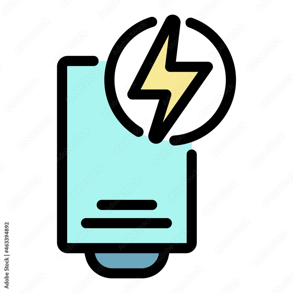 Poster boiler with lightning icon. outline boiler with lightning vector icon color flat isolated