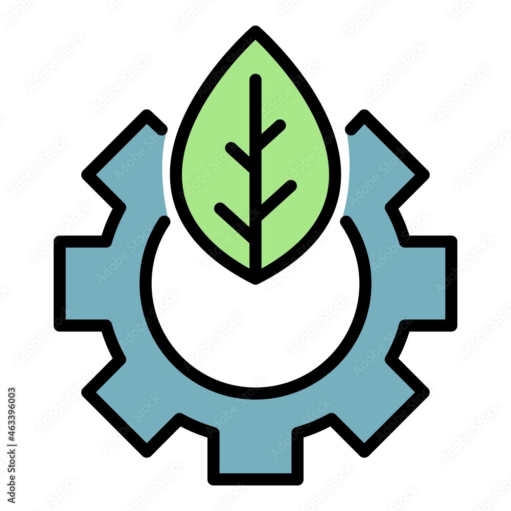 Aufkleber leaf of a tree in gear icon. outline leaf of a tree in gear vector icon color flat isolated