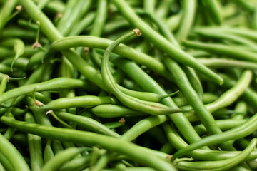 Background from green bean string. Close up.