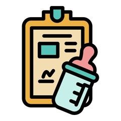 Baby food schedule icon. Outline baby food schedule vector icon color flat isolated