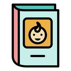 Children encyclopedia icon. Outline children encyclopedia vector icon color flat isolated