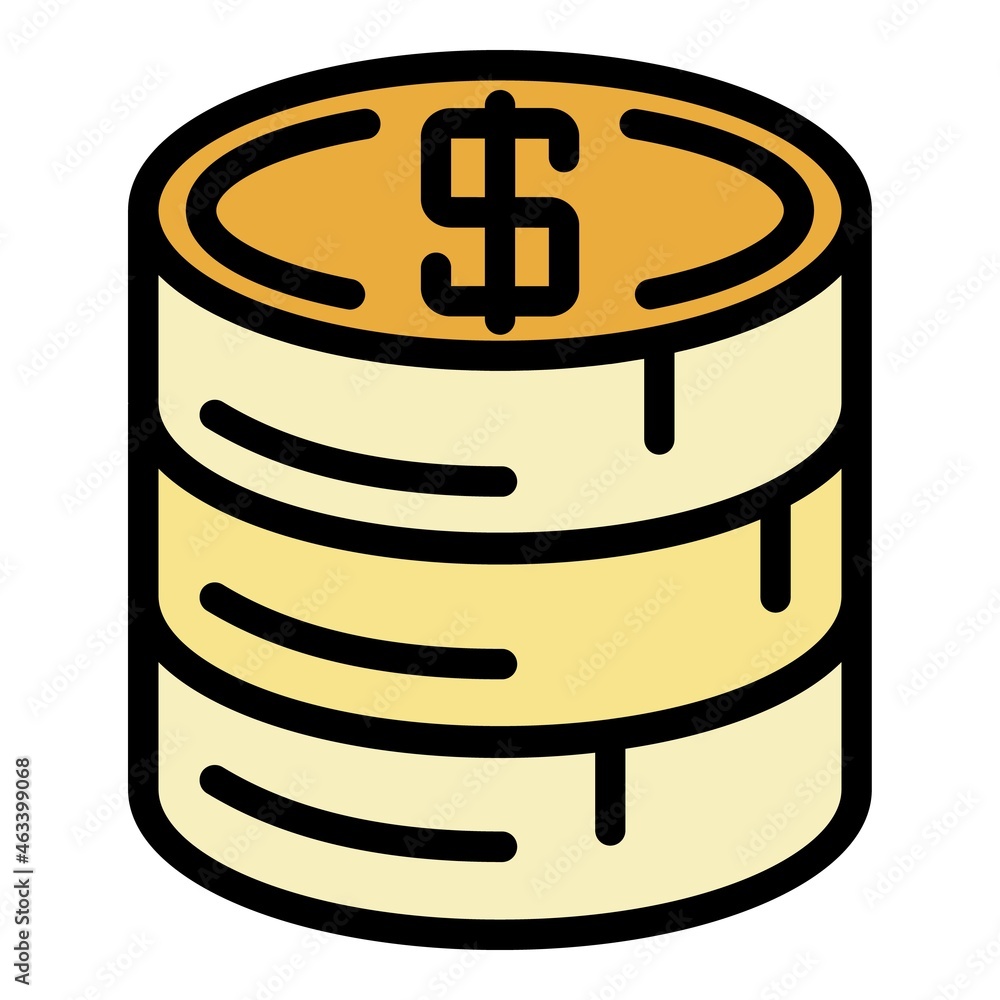 Poster stack of coins icon. outline stack of coins vector icon color flat isolated