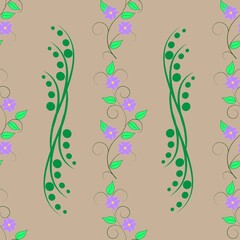 Vertical flower twigs on a beige background