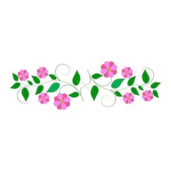 Sprig pink flowers on a white background