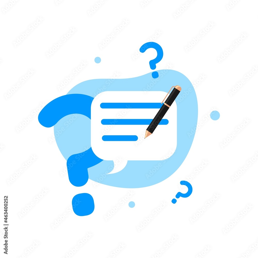 Aufkleber type or write a question, ask, faq button concept illustration flat design vector eps10. modern grap