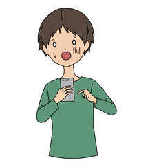 スマホを操作している困っている男性
