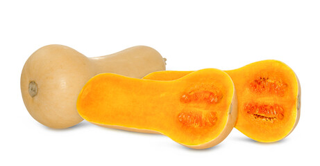 butternut squash slice isolated on white background