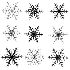vector image of snowflakes with various shapes.