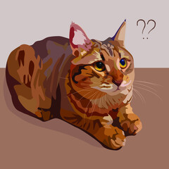 Vector cute cat with beautiful eyes. For printing on fabric.