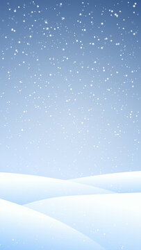 Winter background. Drifts and falling snow. Vertical vector illustration.
