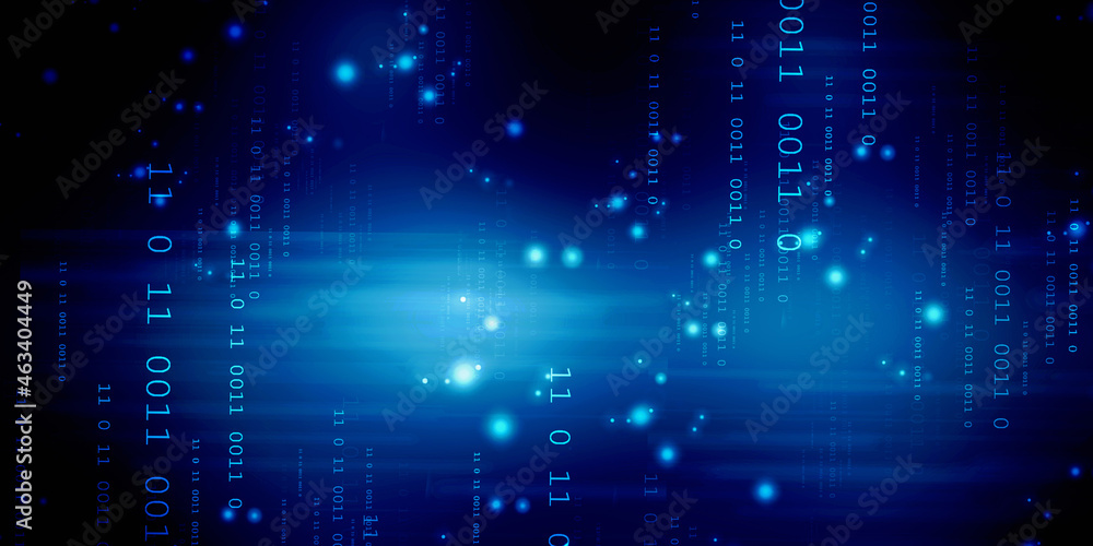 Poster 2d illustration abstract digital binary data on computer screen