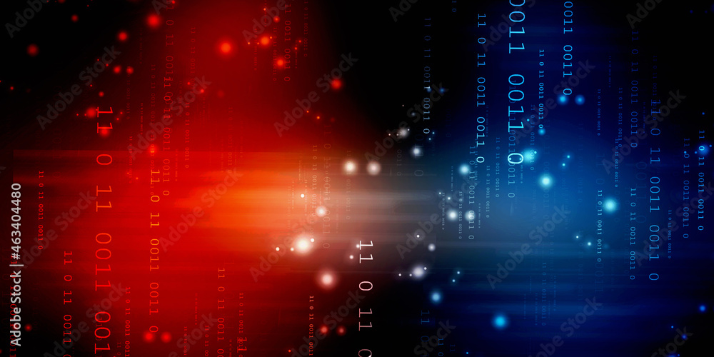 Poster 2d illustration abstract digital binary data on computer screen