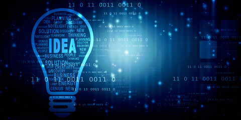 2d illustration bulb future technology, innovation background, creative idea concept 

