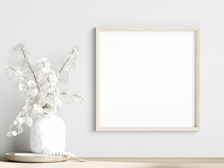 square frame mockup with dry plant