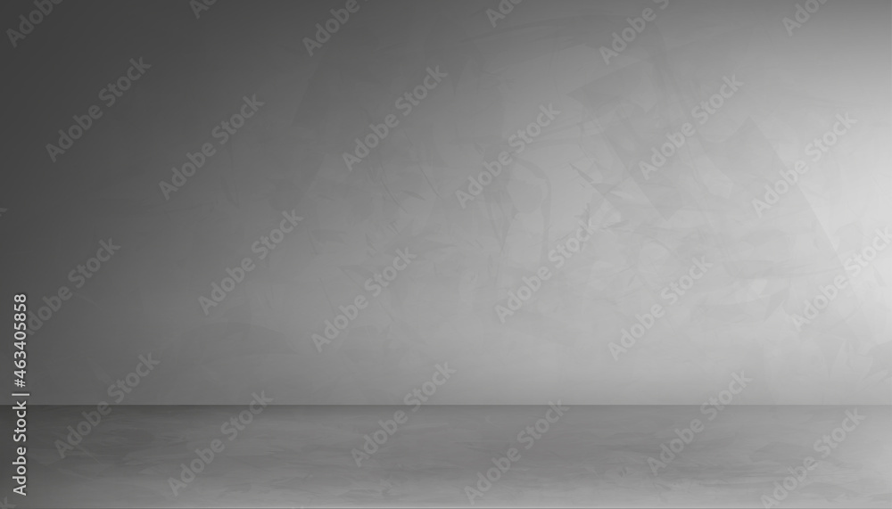 Poster empty studio room of gray cement wall texture background with light and shadow,back drop grey concre