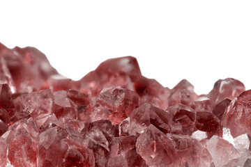ruby with red color large crystals on white