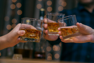 Celebrate whiskeCelebrate whiskey on a friendly party in  restauranty on a friendly party in  restaurant