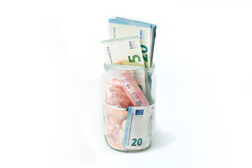 Money as a gift for the New Year and Christmas on a white background. An isolated image.