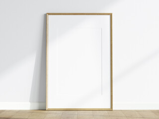 minimalist wooden frame mockup on white background