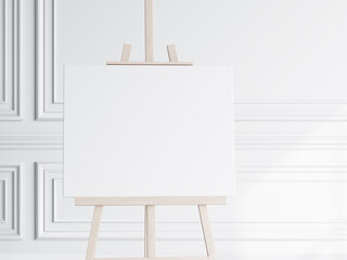 easel mockup with blank canvas