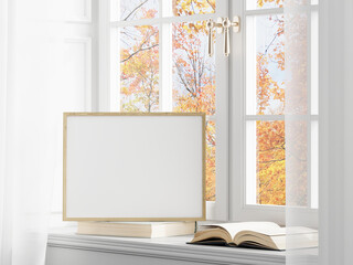 horizontal frame mockup with window, fall theme