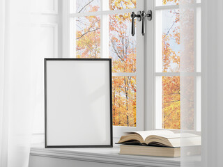 vertical frame mockup with window, fall theme