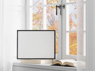 horizontal frame mockup with window, fall theme