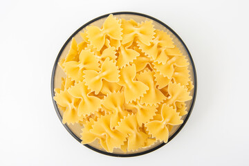 italian pasta in a plate on a white plate. flour products and food in cooking