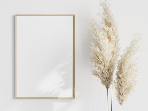 frame mockup whith pampas in boho style