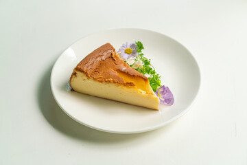 Basque Burnt Cheesecake on plate