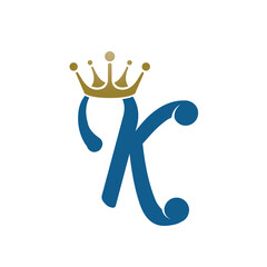 Blue Single Letter With Crown Logo 