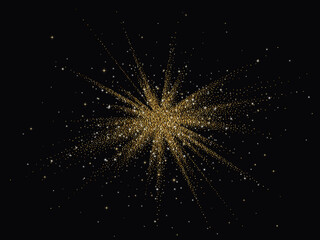 Fototapeta na wymiar Glitter burst with golden texture. Vector background.