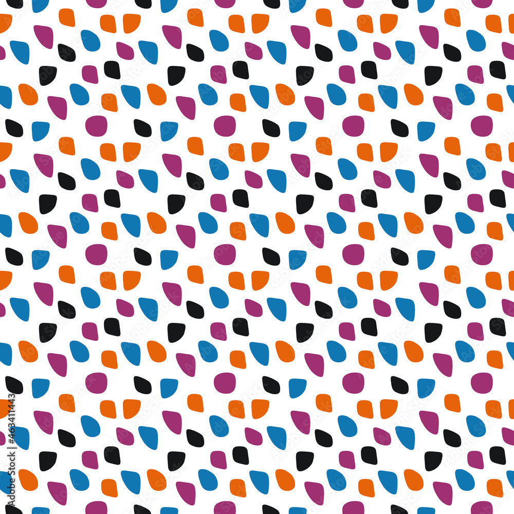 Poster repeating colored stones, similar to each other and different in color. seamless minimalistic patter